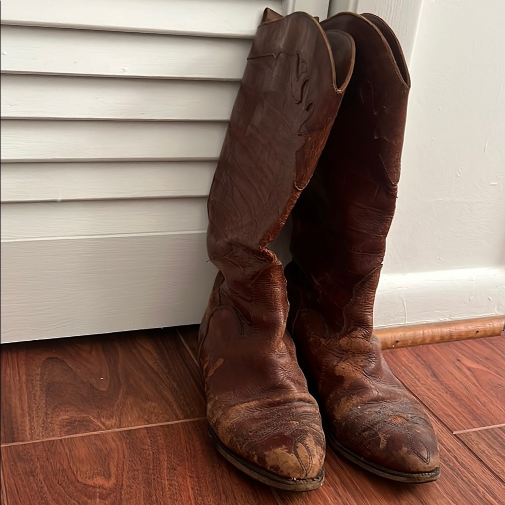 Brown Leather Cowboy Boots (made in Italy)